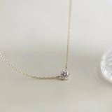 925 Silver 14k Plated Zircon Clavicle Chain Necklace