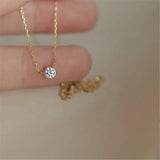 925 Silver 14k Plated Zircon Clavicle Chain Necklace