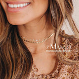 eManco 2 Pcs Layered Necklace Women Stainless Steel Chokers Jewelry