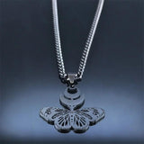 Goth Moon Butterfly Snake Crescent Cuban Chain Necklace
