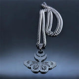 Goth Moon Butterfly Snake Crescent Cuban Chain Necklace