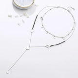 Long Link Chain Stainless Steel Necklace Moon Star Leaf Love Heart Pendant Beads