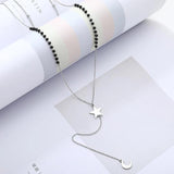Long Link Chain Stainless Steel Necklace Moon Star Leaf Love Heart Pendant Beads
