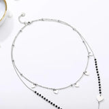 Long Link Chain Stainless Steel Necklace Moon Star Leaf Love Heart Pendant Beads