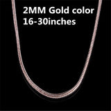925 Silver Snake Necklace 2mm Wedding Jewelry