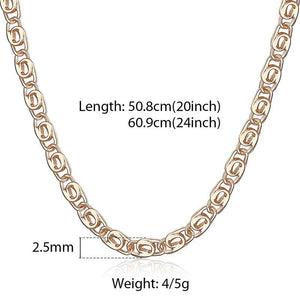 2.5mm Thin 585 Rose Necklace Snail Link Chain For Women Girl Jewelry