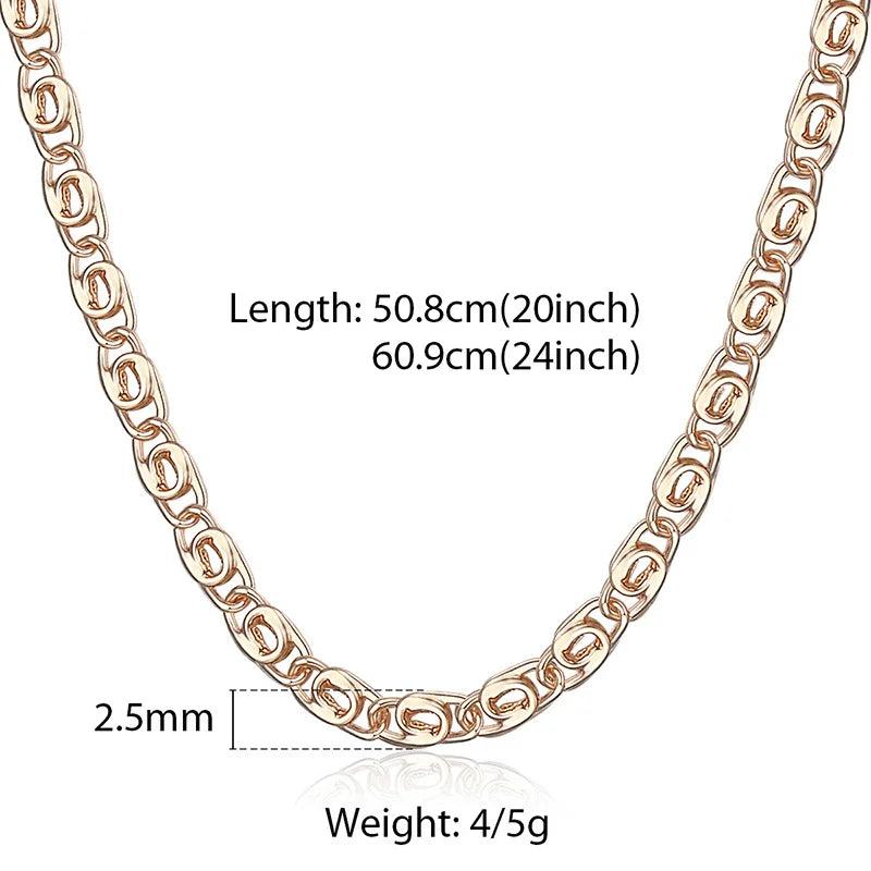 2.5mm Thin 585 Rose Necklace Snail Link Chain For Women Girl Jewelry