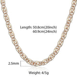 2.5mm Thin 585 Rose Necklace Snail Link Chain For Women Girl Jewelry