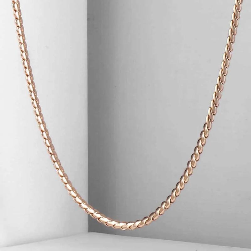 2mm Rose Serpentine Herringbone Chain Necklace 20-24inch CN16