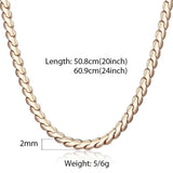 2mm Rose Serpentine Herringbone Chain Necklace 20-24inch CN16