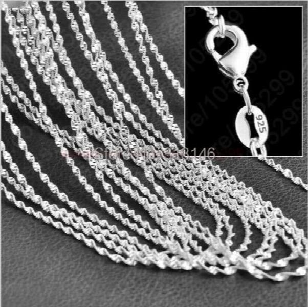 925 Silver 2mm Womens Necklace Twisted Magic Wave Link Chain