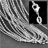 925 Silver 2mm Womens Necklace Twisted Magic Wave Link Chain
