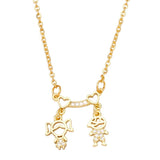 Copper Zircon Boy and Girl Necklace - Love Crystal Jewelry