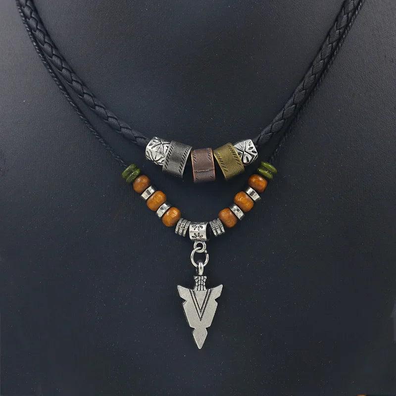 Vintage Tribal Arrow Pendant Necklace Men
