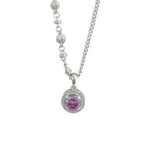 925 Silver Purple Love Gem Necklace Heart Shaped Jewelry
