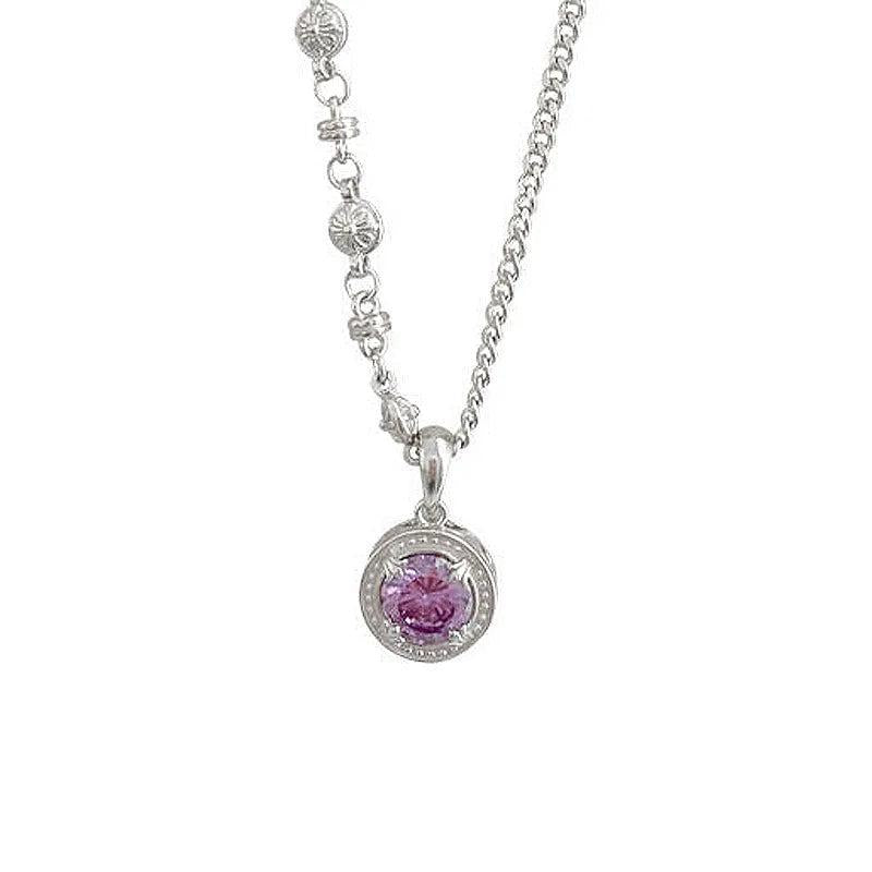 925 Silver Purple Love Gem Necklace Heart Shaped Jewelry