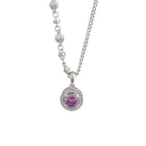 925 Silver Purple Love Gem Necklace Heart Shaped Jewelry