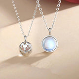 Moonstone Round Pendant Necklace Deer Star Choker 925 Silver Chain Girls Gift