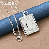 925 Sterling Silver Square Photo Frame Pendant Necklace