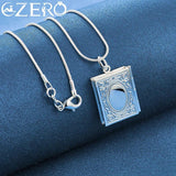 925 Sterling Silver Square Photo Frame Pendant Necklace