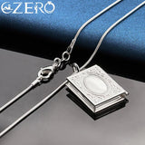 925 Sterling Silver Square Photo Frame Pendant Necklace