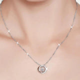 Sterling Silver Zircon Geometric Pendant Necklace for Women