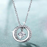 Sterling Silver Zircon Geometric Pendant Necklace for Women