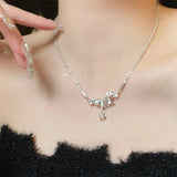 925 Silver Star Zircon Necklace Sweet Romance Jewelry