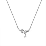 925 Silver Star Zircon Necklace Sweet Romance Jewelry
