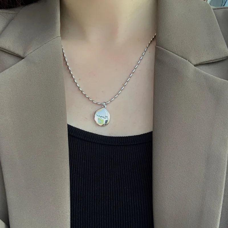 S925 Silver Drop Letter Necklace Female Clavicle Chain Hip Hop Jewelry