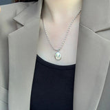 S925 Silver Drop Letter Necklace Female Clavicle Chain Hip Hop Jewelry