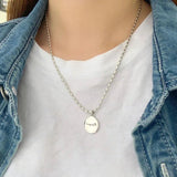 S925 Silver Drop Letter Necklace Female Clavicle Chain Hip Hop Jewelry