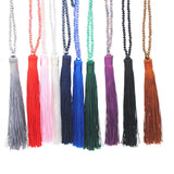 Boho Long Fringe Tassel Necklace Glass Beads Crystal Collar