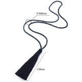 Boho Long Fringe Tassel Necklace Glass Beads Crystal Collar