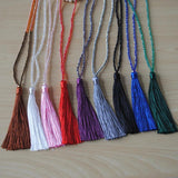 Boho Long Fringe Tassel Necklace Glass Beads Crystal Collar