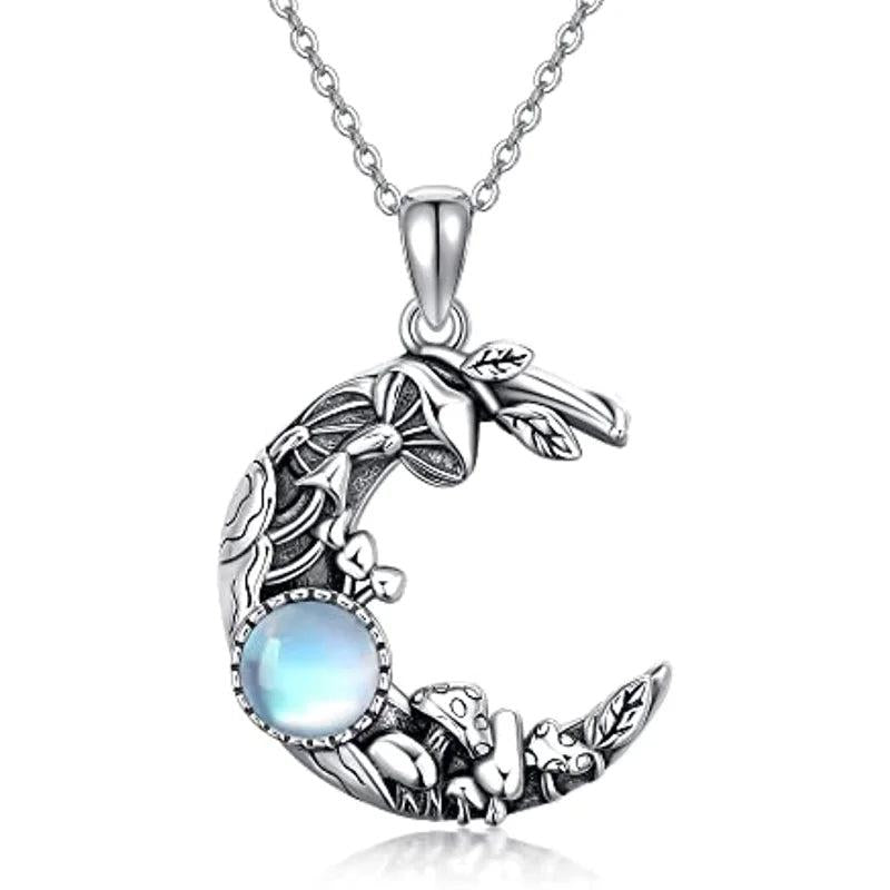 Bohemian Opal Moon Pendant Necklace