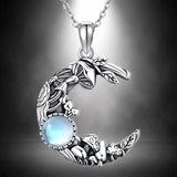 Bohemian Opal Moon Pendant Necklace