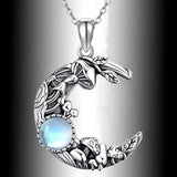 Bohemian Opal Moon Pendant Necklace