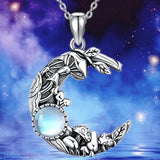 Bohemian Opal Moon Pendant Necklace