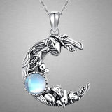 Bohemian Opal Moon Pendant Necklace