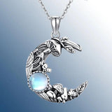 Bohemian Opal Moon Pendant Necklace