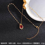 Vintage Red Zircon Geometric Pendant Necklace Choker Jewelry