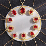 Vintage Red Zircon Geometric Pendant Necklace Choker Jewelry