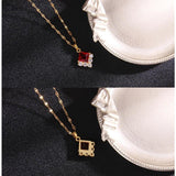 Vintage Red Zircon Geometric Pendant Necklace Choker Jewelry