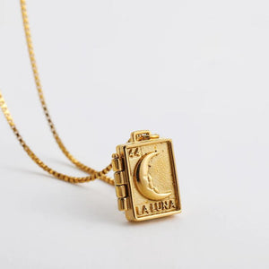 Moon Pendant Necklace Photo Frame Locket Clamp Stainless Steel Birthday Gift