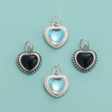 925 Sterling Silver Heart Charm Pendant DIY Necklace Bracelet Jewelry