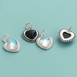 925 Sterling Silver Heart Charm Pendant DIY Necklace Bracelet Jewelry