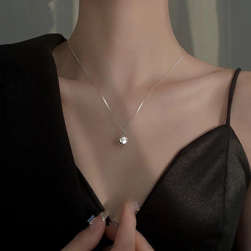 925 Silver Bell Pendant Necklace Women's Jewelry Statement Bijoux