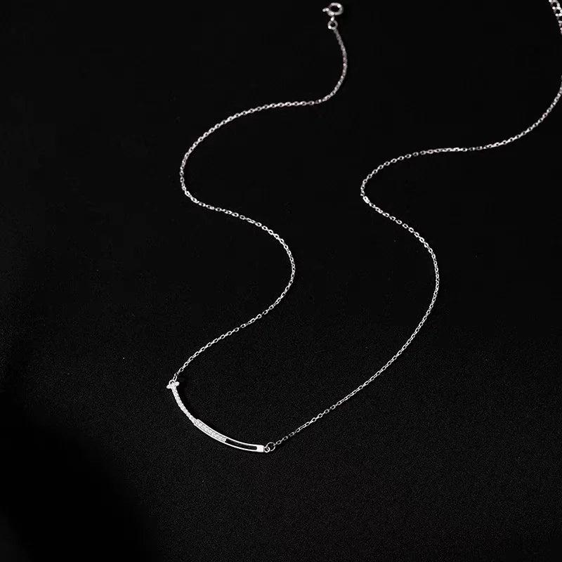 Sterling Silver Rose Smile Necklace for Women Pendant Clavicle Chain