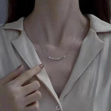 Sterling Silver Rose Smile Necklace for Women Pendant Clavicle Chain